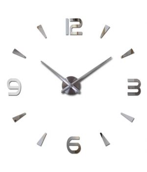 Диаметр 50-90 см, самоклеющиеся настенные часы бескаркасные 3d арабские полосы, серебро