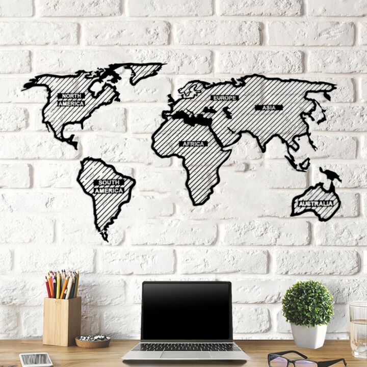 Об'ємна 3D картина з дерева Stripped map DC9605212, 93х50 см