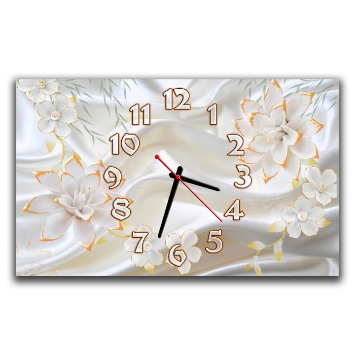 Настенные часы для спальни Белые цветы, чувственность 30х50 см