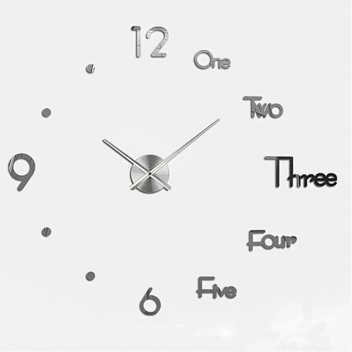 3Д годинник настінний інтер'єрний 4222 Silver