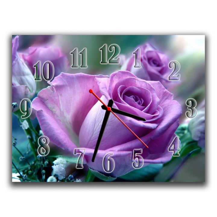Настінний годинник Фіолетова троянда, 30х40 см