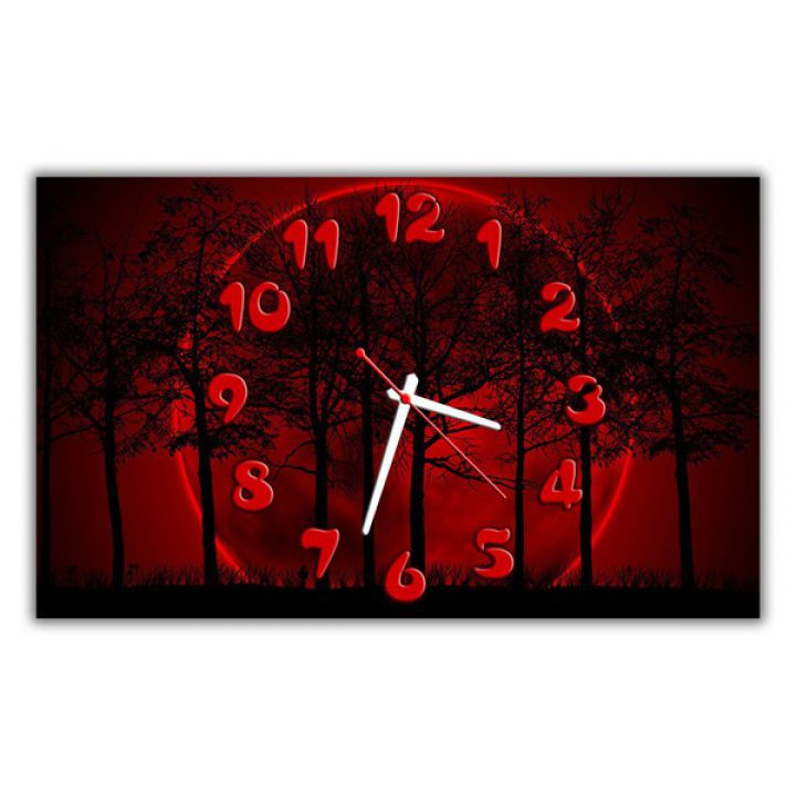 Настінний годинник Природа в червоному, 30х50 см