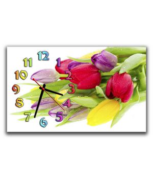 Настенные часы Разноцветные тюльпаны, 30х50 см