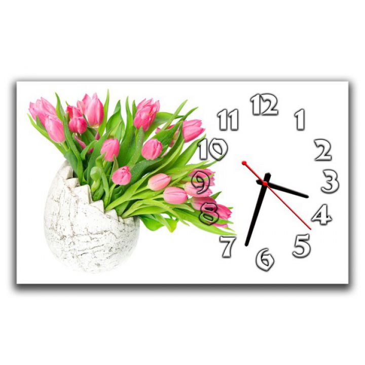 Настінний годинник Букет тюльпанів, 30х50 см