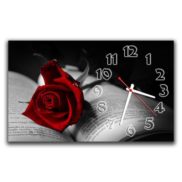 Настінний годинник Троянда в книзі, 30х50 см
