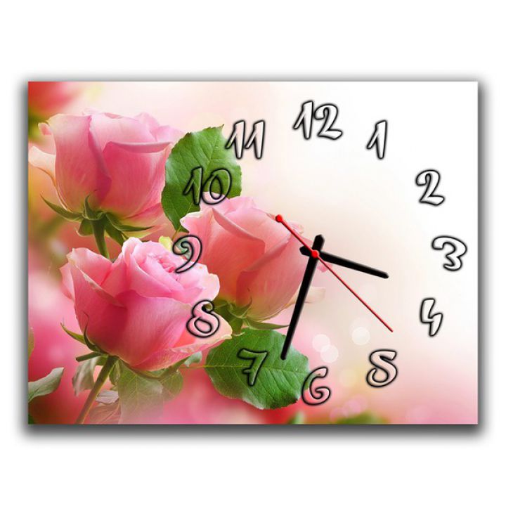 Настенные часы Розовые розы, 30х40 см