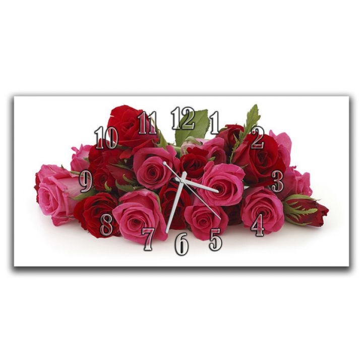 Настенные часы Букет алых роз, 30х60 см