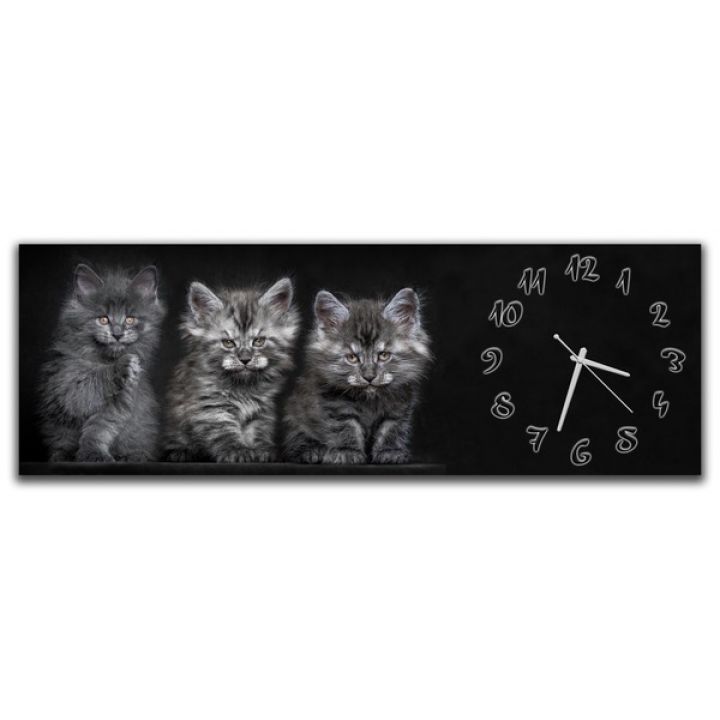 Настенные часы Серые котики, 30х90 см