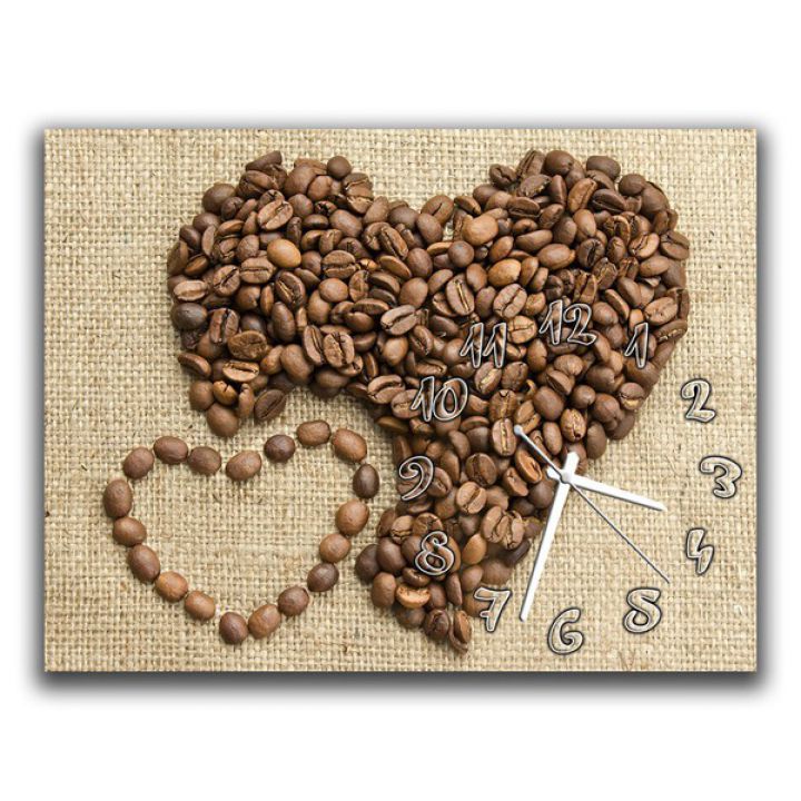 Настенные часы Кофейное сердце, 30х40 см