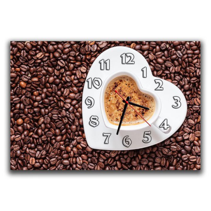 Настінний годинник Серце кави, 30х45 см