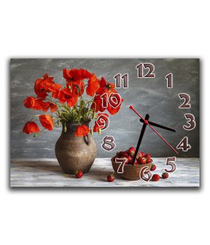 Настенные часы Маки в вазе, 30х45 см