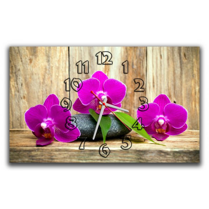 Настінний годинник Фіолетові орхідеї, 30х50 см