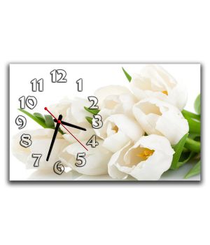Настенные часы Белые тюльпаны, 30х50 см
