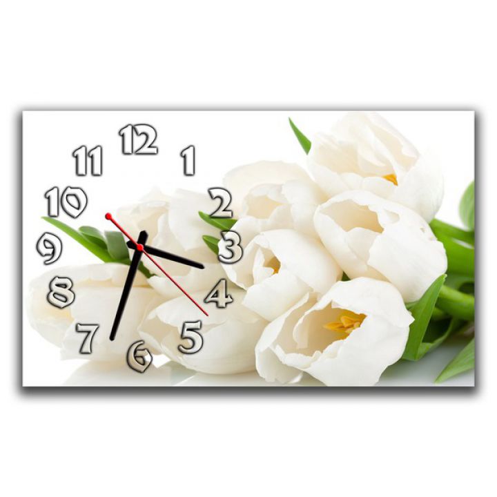 Настінний годинник Білі тюльпани, 30х50 см