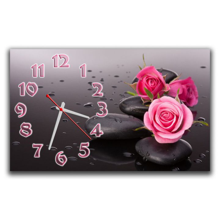 Настенные часы Розы на камне, 30х50 см