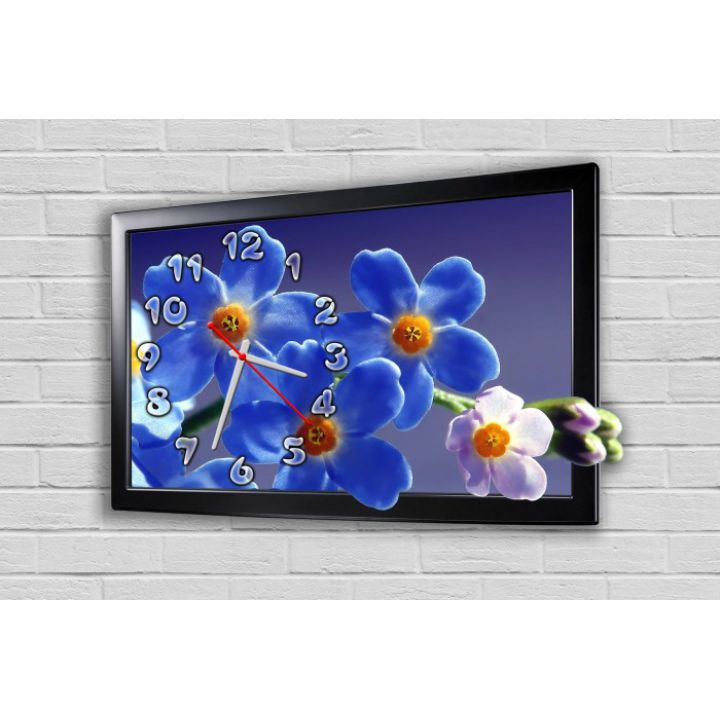 Фигурные настенные часы в детскую с 3D эффектом IdeaX Цветы F66, 30х43 см