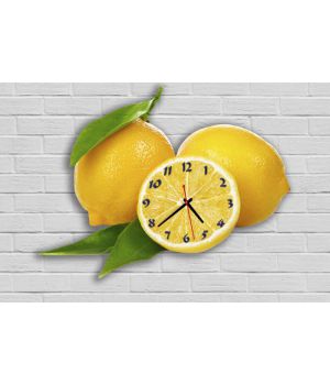 Фигурные настенные часы в кухню с 3D эффектом IdeaX Лимон F56, 35х45 см