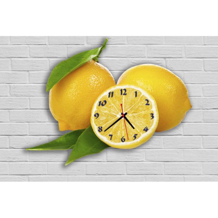 Фігурний настінний годинник з 3D ефектом Лимон F56, 35х45 см
