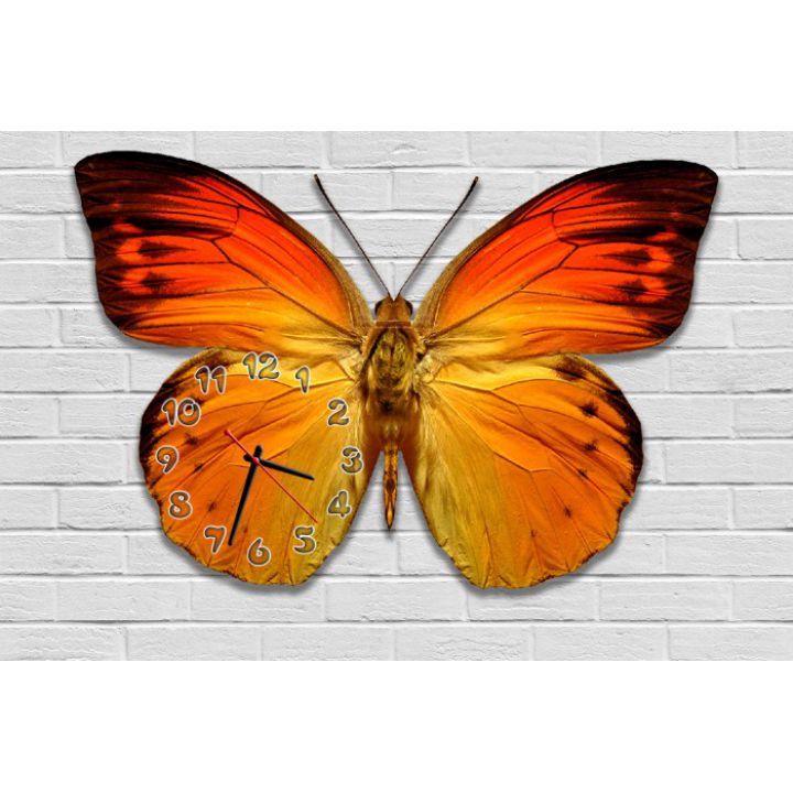 Фігурний настінний годинник з 3D ефектом Метелик F86, 30х45 см