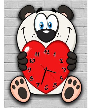 Фігурний настінний годинник в дитячу з 3D ефектом IdeaX Ведмедик F75, 30х40 см