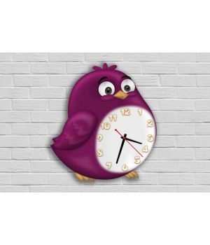 Фігурний настінний годинник в дитячу з 3D ефектом IdeaX Пташка F74, 30х34 см