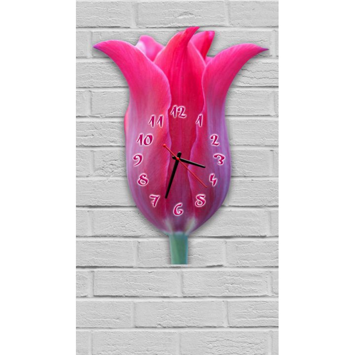 Фігурний настінний годинник з 3D ефектом Тюльпан F14, 30х40 см