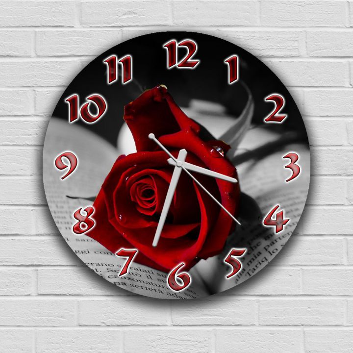 Гарний настінний годинник 74024, 30х30 см, Троянда