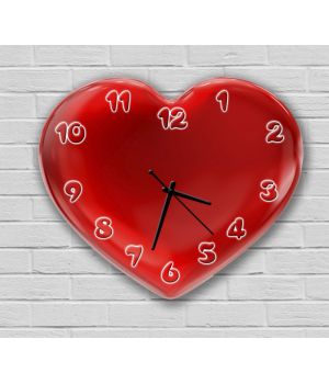 Фігурний настінний годинник в дитячу з 3D ефектом IdeaX Серце F52, 30х36 см