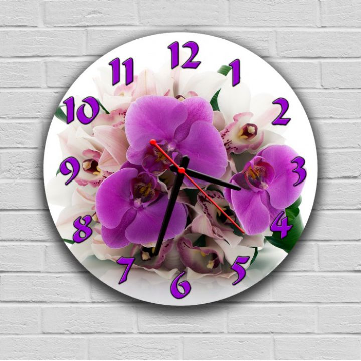 Круглий настінний годинник Орхідеї 69075, 30х30 см