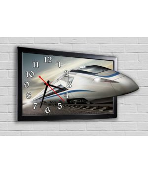 Фігурний настінний годинник в дитячу з 3D ефектом Поїзд F61, 30х50 см