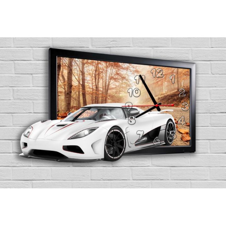 Фігурний настінний годинник з 3D ефектом Авто F60, 30х47 см