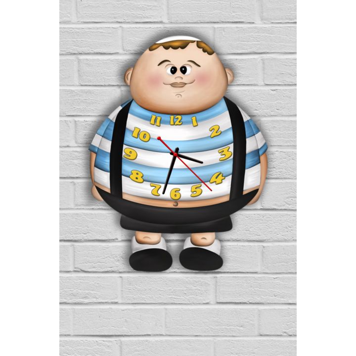 Фігурний настінний годинник в дитячу з 3D ефектом Товстунчик F70, 30х40 см
