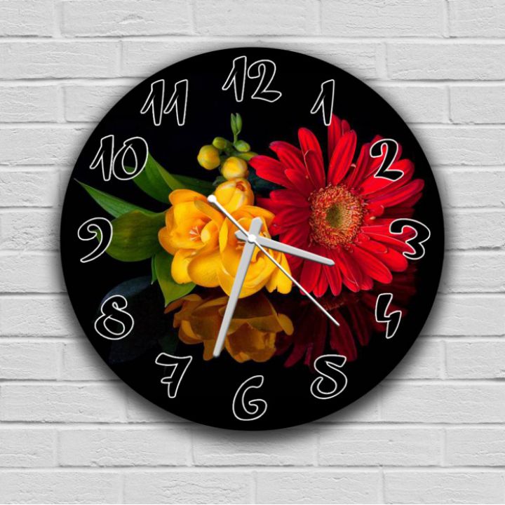 Круглые настенные часы Цветы 1, 30х30 см
