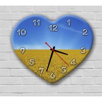Фігурний настінний годинник з 3D ефектом IdeaX Серце, Україна F49, 30х36 см