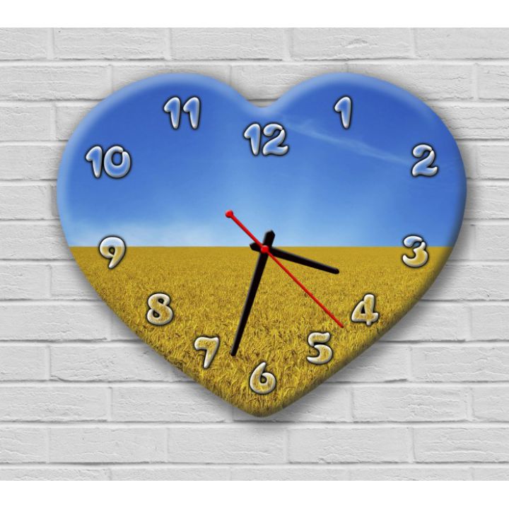 Фигурные настенные часы в гостиную с 3D эффектом IdeaX Сердце, Украина F49, 30х36 см