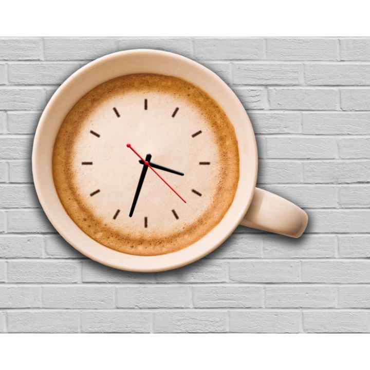 Фігурний настінний годинник з 3D ефектом Кружка кави F9, 30х37 с