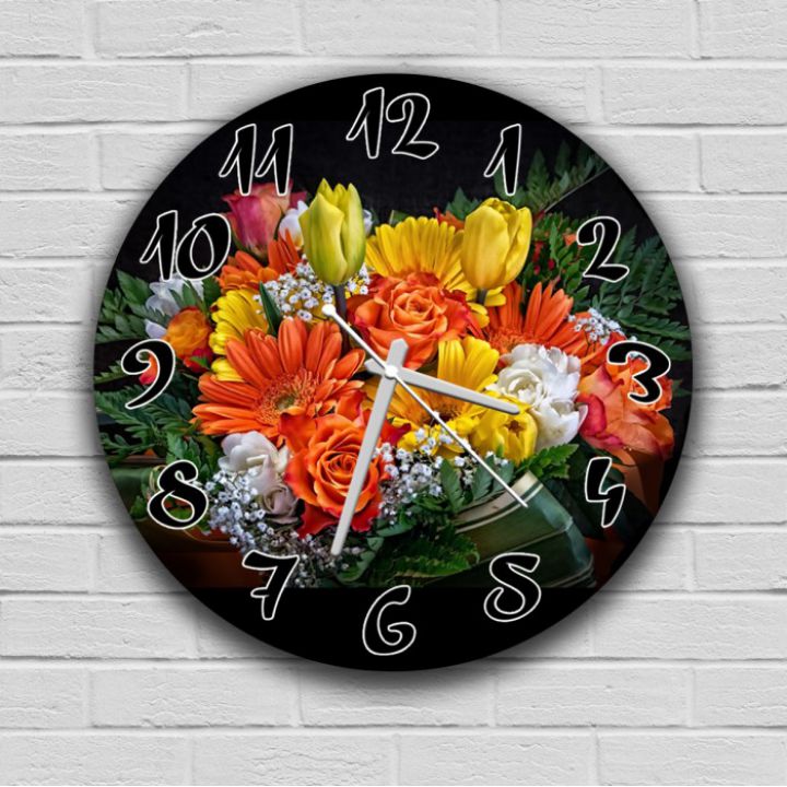 Круглые настенные часы Цветы 2, 30х30 см