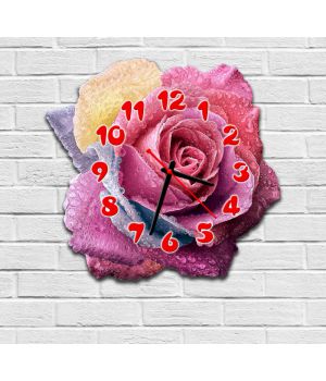Фігурний настінний годинник з 3D ефектом Троянда F28, 30х30 см