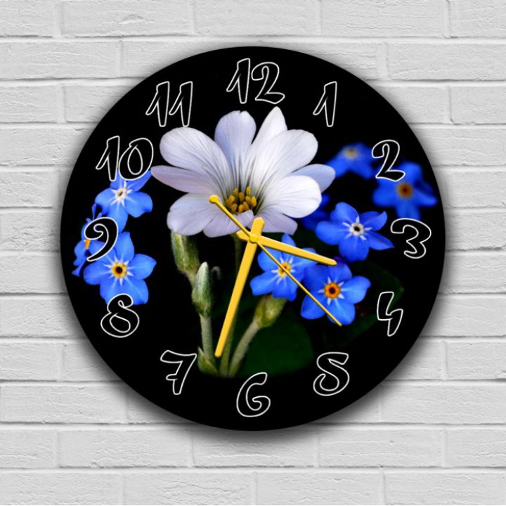 Круглий настінний годинник Квіти 69079, 30х30 см