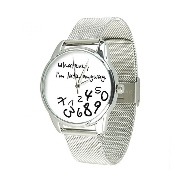 Часы наручные молодежные с рисунком, 2 ремешка, Late, white, на металлическом браслете