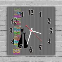 Настінний годинник квадратний Чорні Котики, 30х30 см