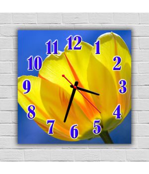 Настінний годинник квадратний Сонячний Тюльпан, 30х30 см