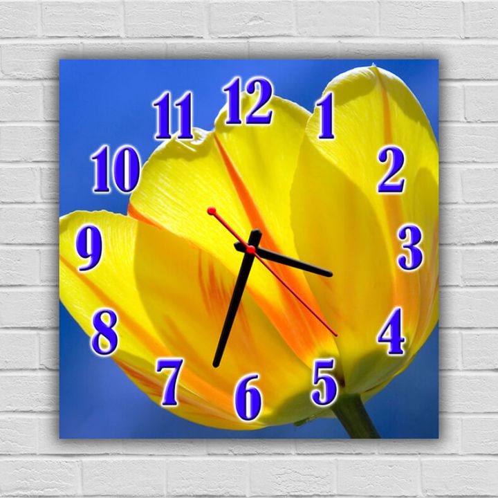 Настінний годинник квадратний Сонячний Тюльпан, 30х30 см