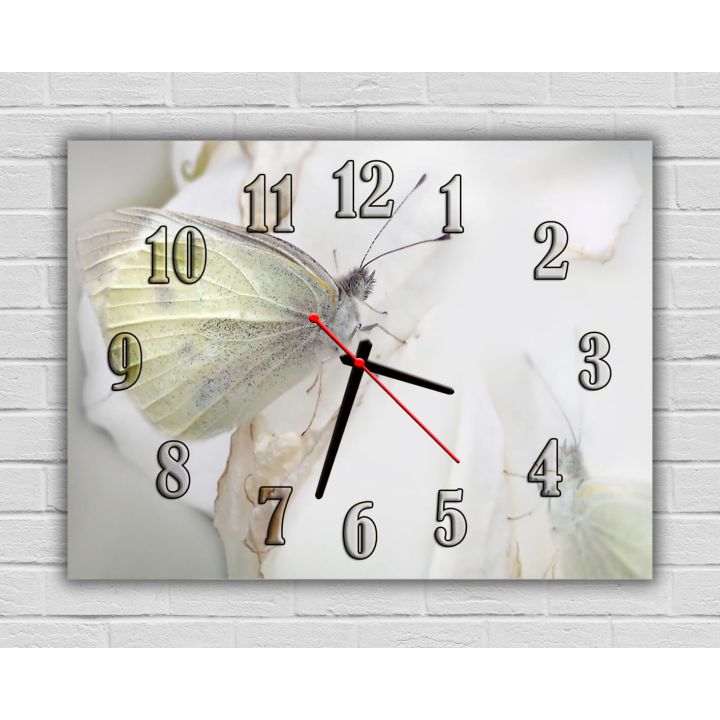 Настенные часы Белая бабочка, 30х40 см