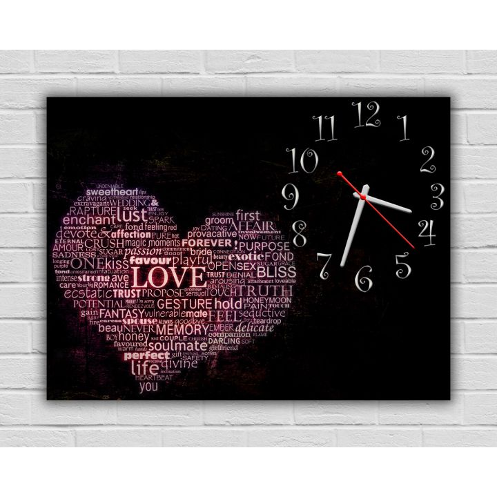 Красивые настенные часы 74076, 30х40 см, Love
