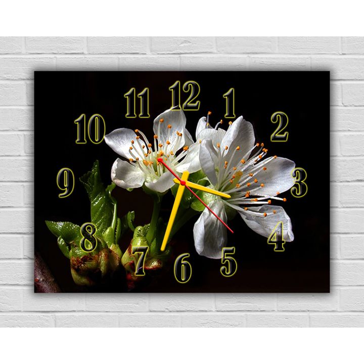 Красивые настенные часы 74092, 30х40 см, Цветы