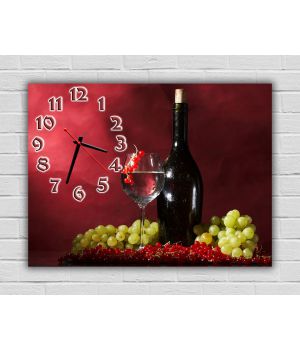 Настінний годинник Вино та фрукти 69032, 30х40 см