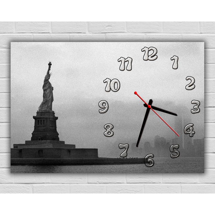 Гарний настінний годинник 74128, 30х45 см, Статуя Свободи