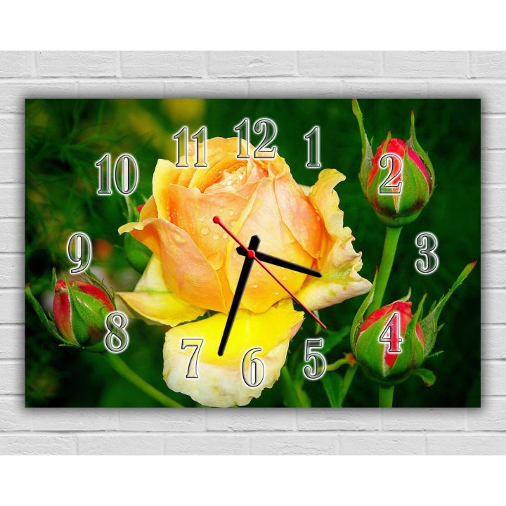 Настенные часы Желтая роза, 30х45 см