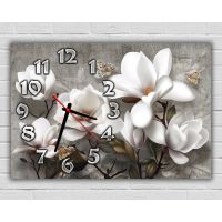 Настенные часы для спальни Белые цветы, нежность, 30х45 см